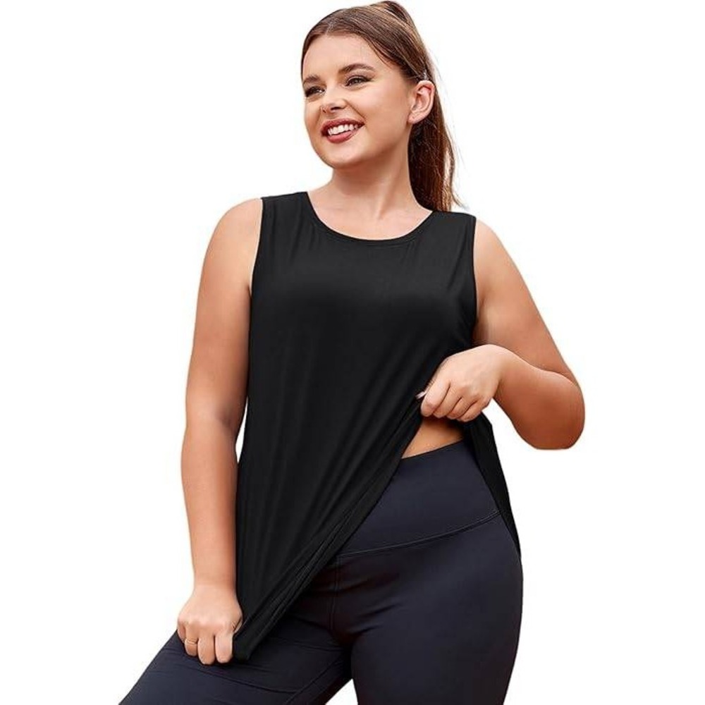 NWT Lalagen Women's XXL Black Plus Size Workout Tank Tops Sleeveless Summer